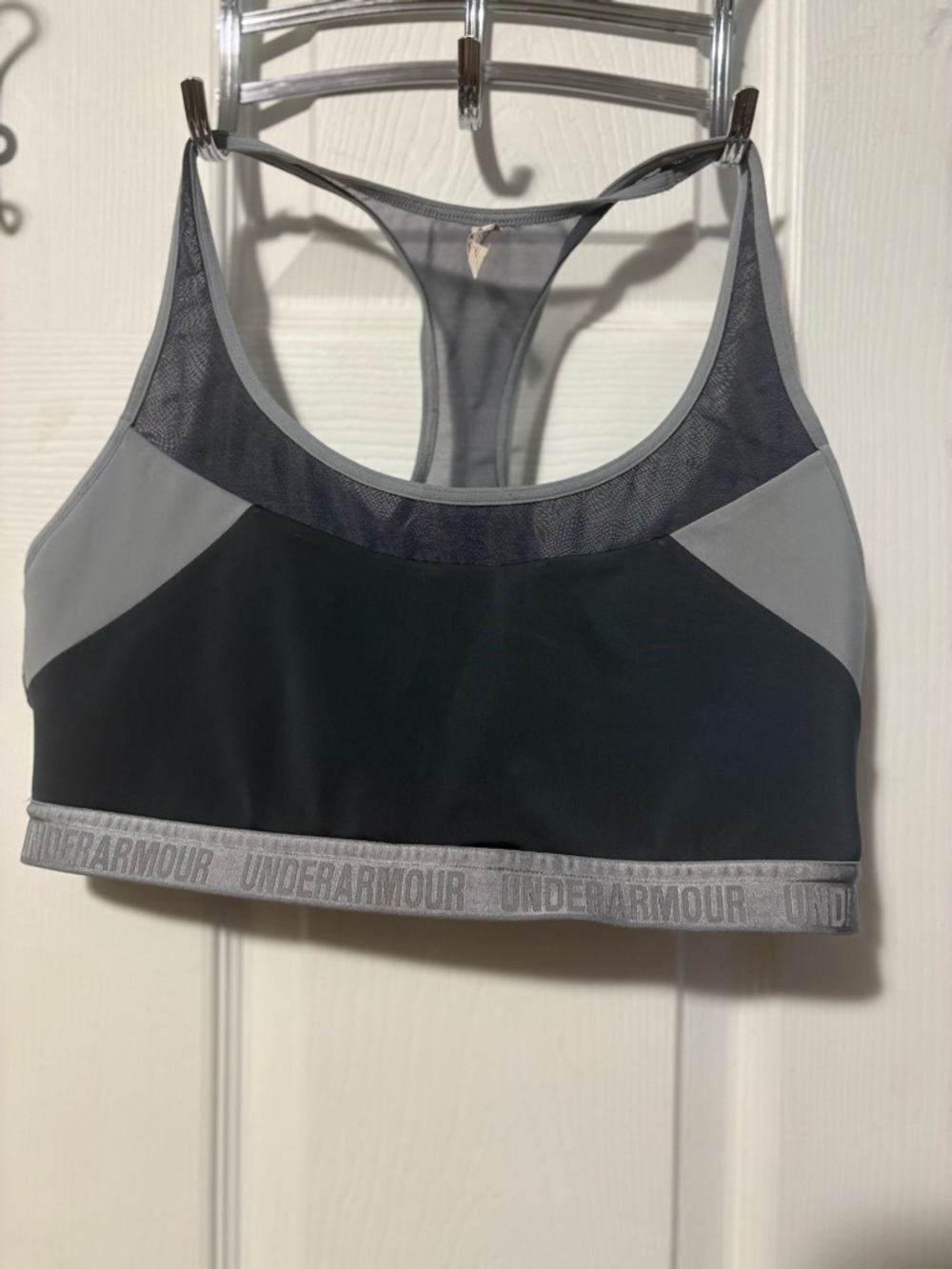 Under Armour Black & Gray Racerback Sports Bra with Mesh Panels